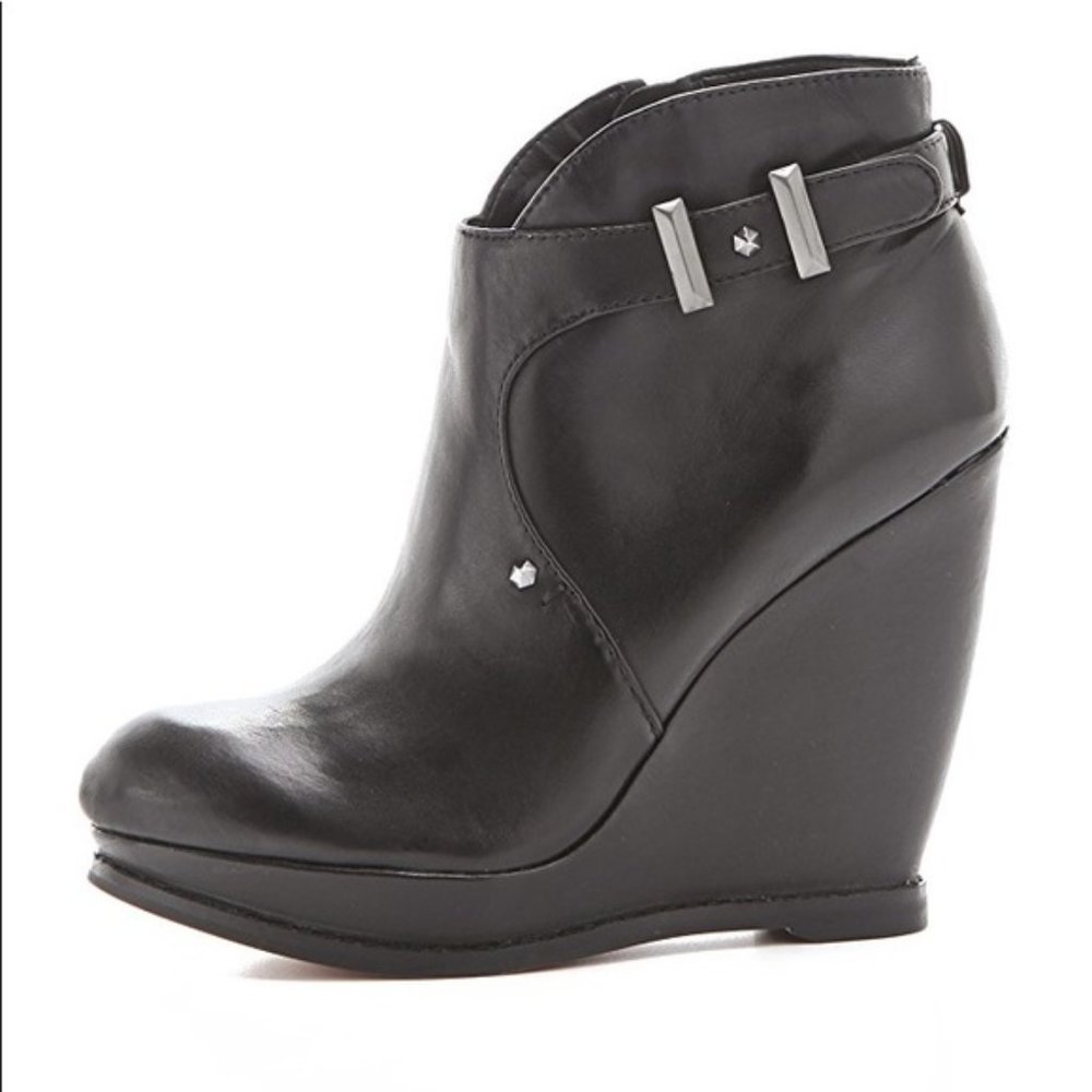 Sam Edelman Dalton Booties Wedges Black Motorcycle Boots Biker